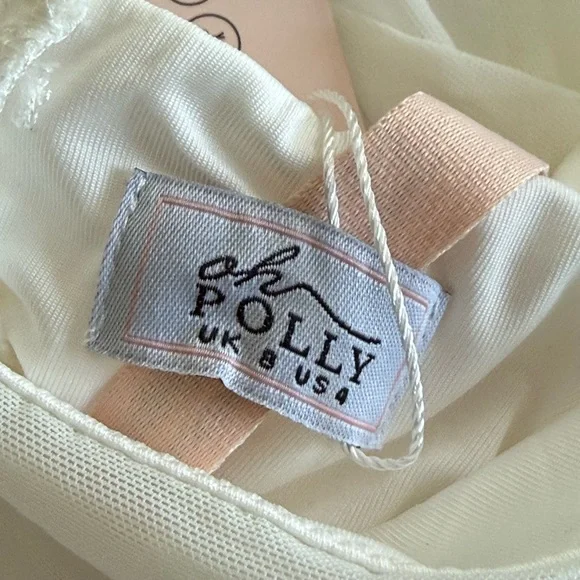 Oh Polly Ivory Ruched Midi Dress size 4 - Picture 4 of 4